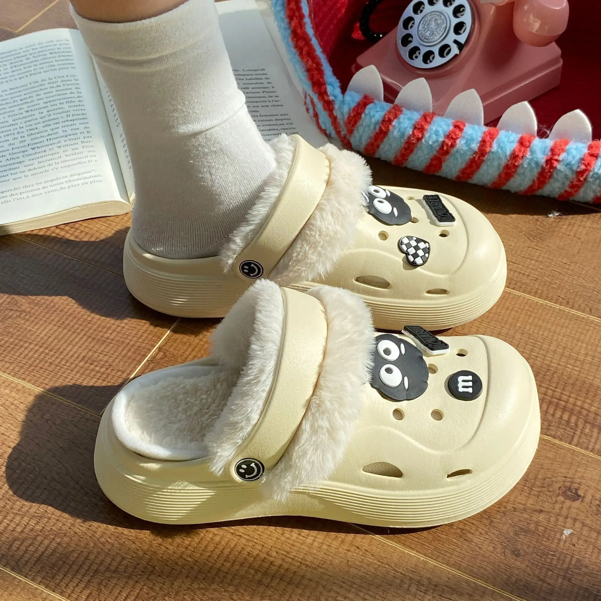 Cute Fleece Cave Shoes for Kids Winter Warm