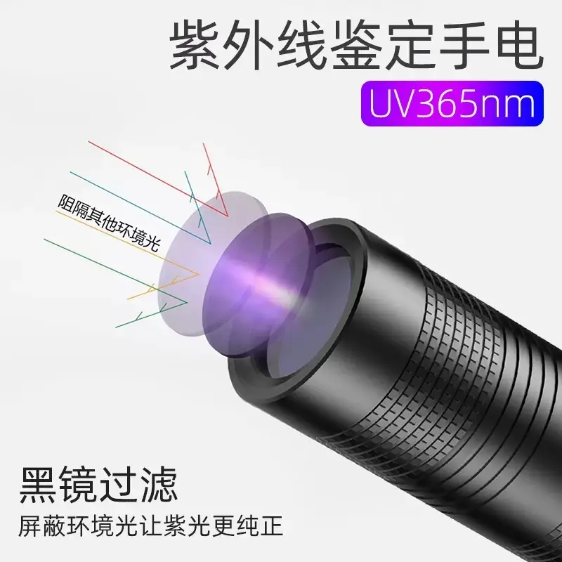 Rechargeable 365Nm Portable Flashlight Black - Image 2