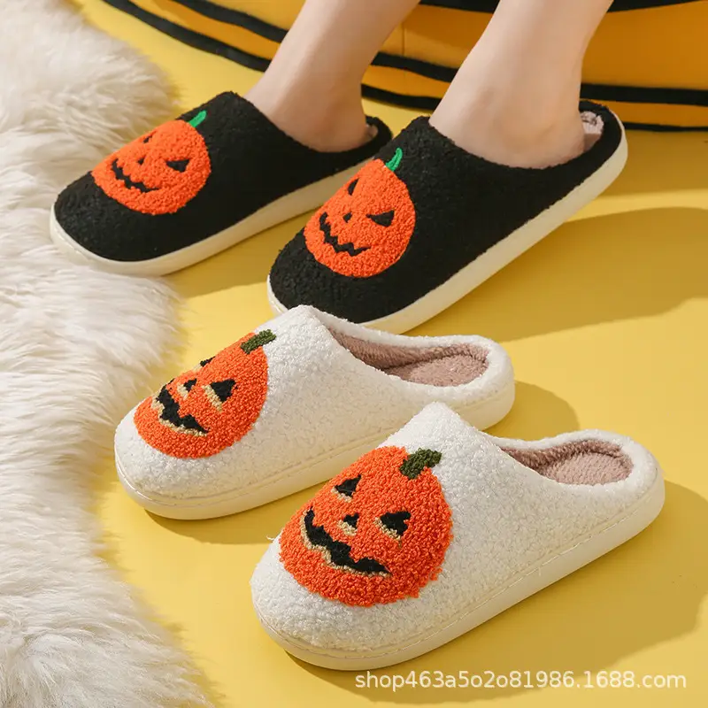 Halloween Pumpkin Slippers Cotton White Cross-Border - Image 16