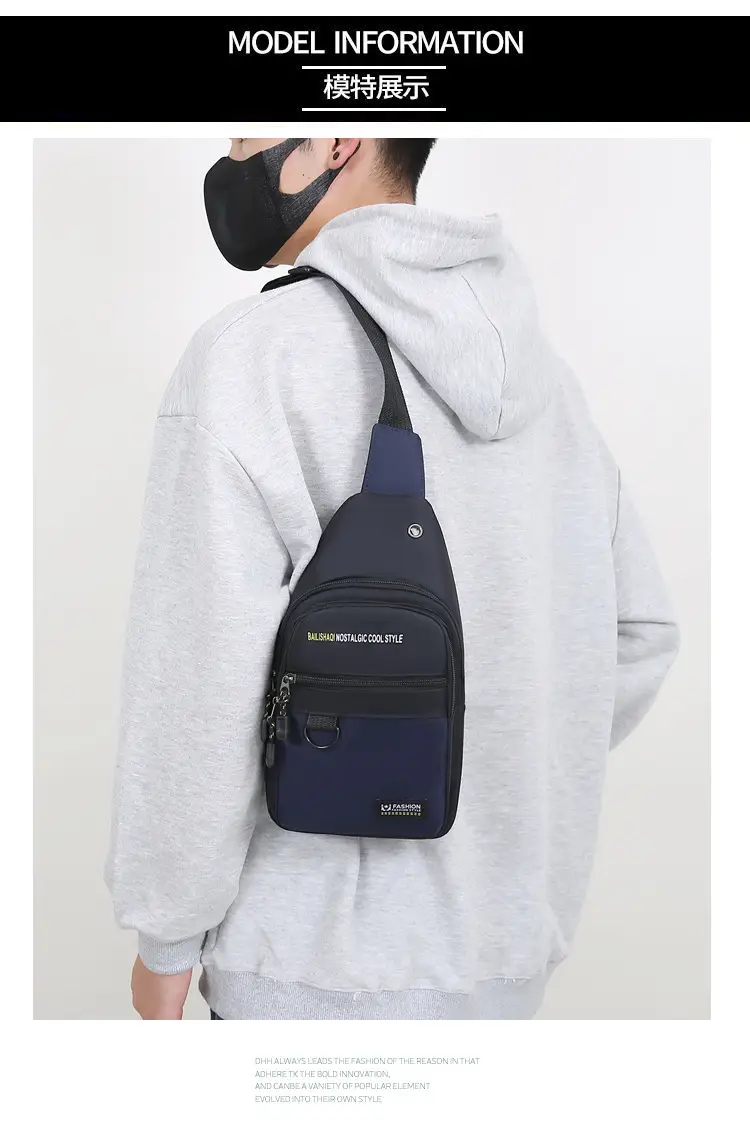 Men's Black Waterproof Oxford Crossbody Bag Adjustable — feature 10