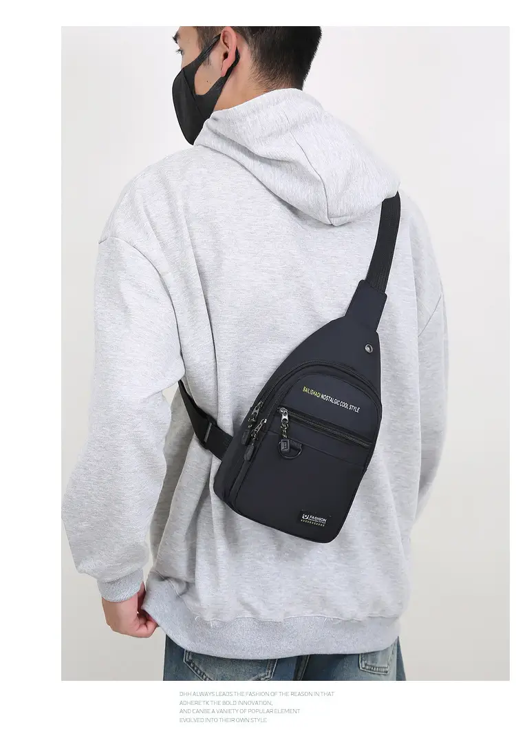 Men's Black Waterproof Oxford Crossbody Bag Adjustable — feature 15