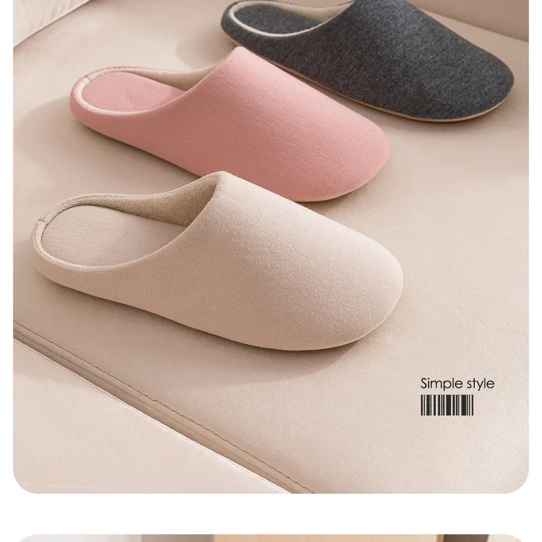 Quiet Floor Fabric Slippers Cotton Home Cotton Shoes Autumn and Winter Indoor Soft Sole Silent Couple Cotton Slippers Women's Moon Shoes — feature 18