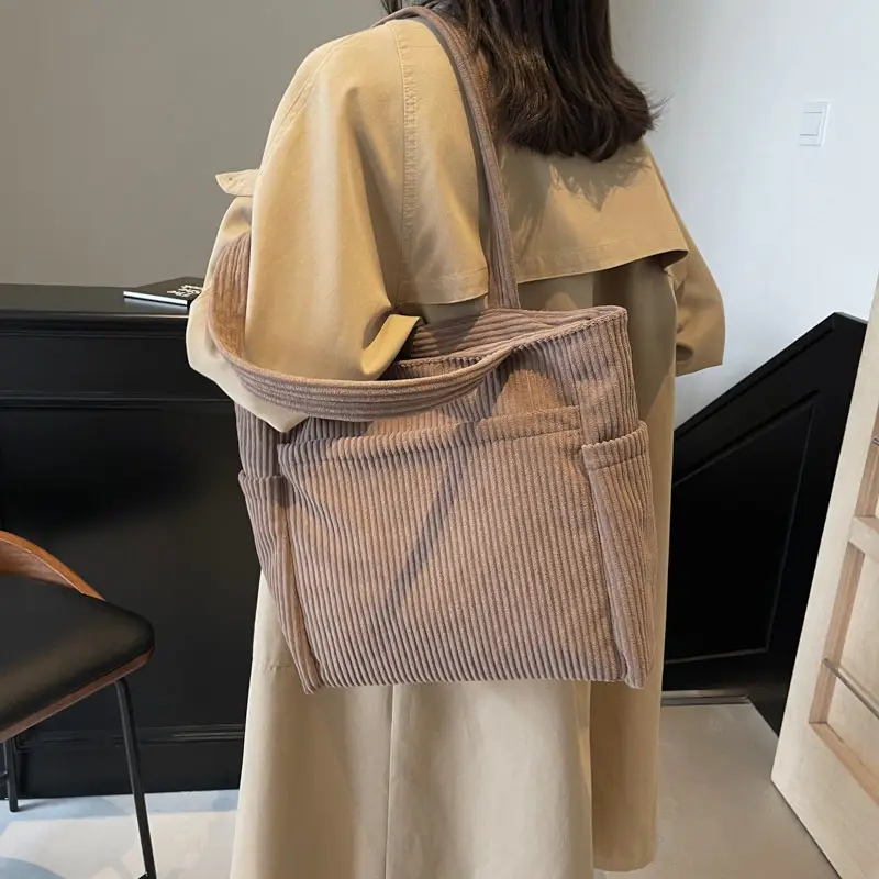 Brown Velvet Large Capacity Shoulder Bag - Image 6