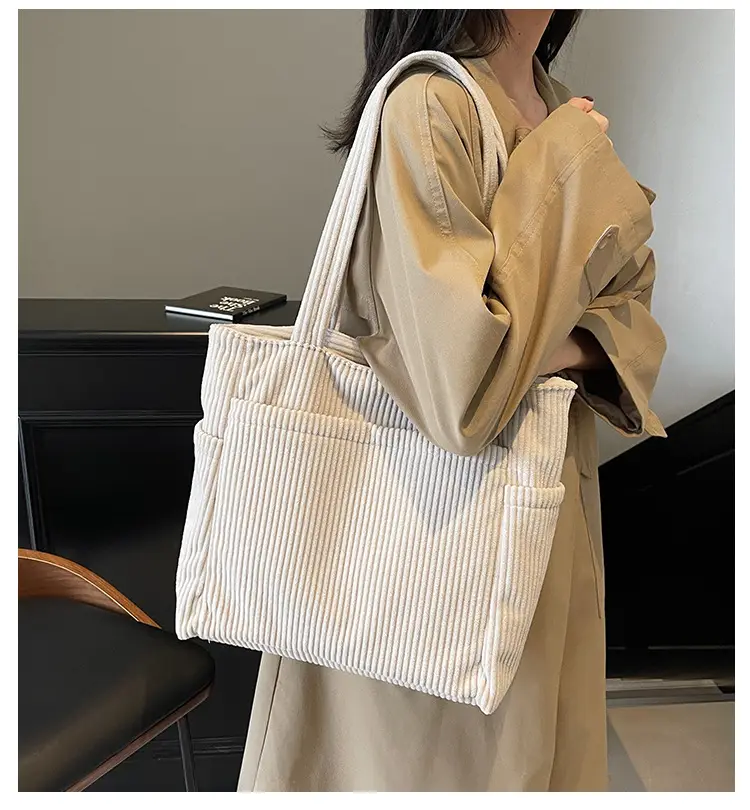 Brown Velvet Large Capacity Shoulder Bag — feature 1