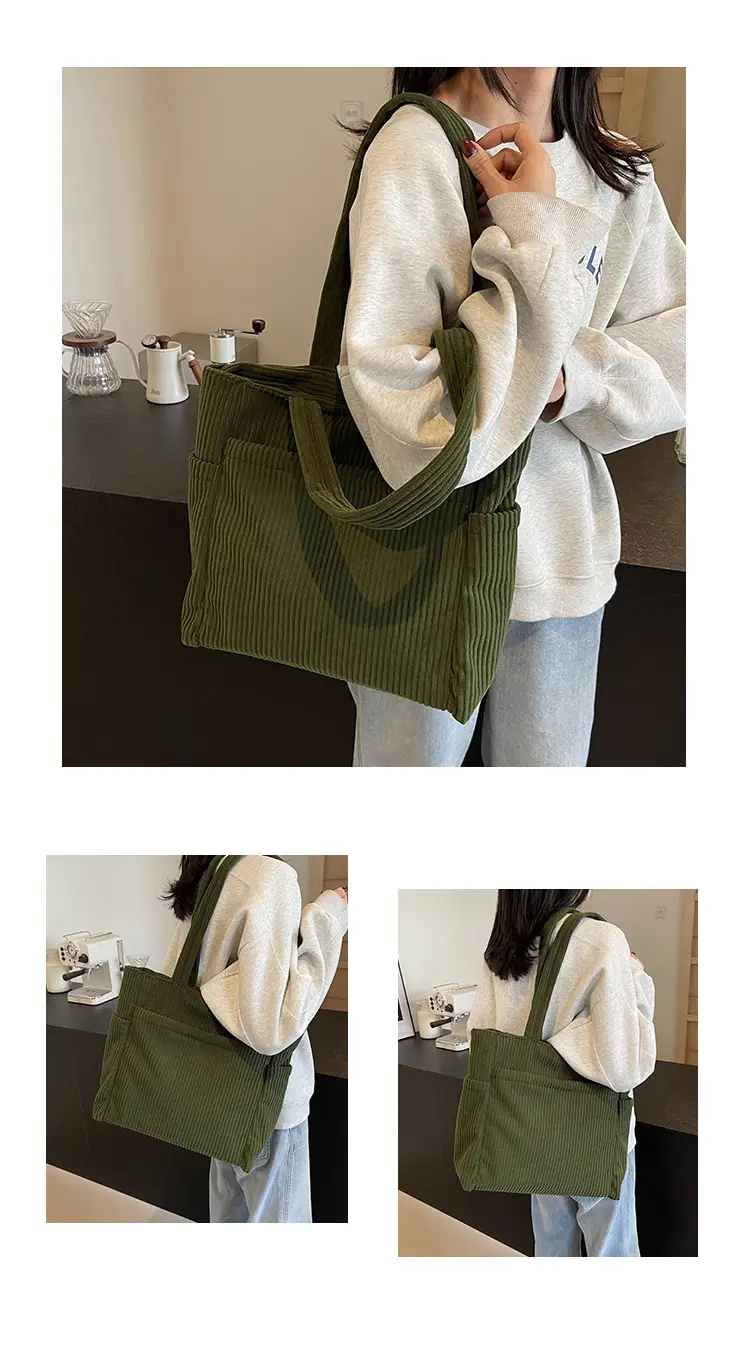 Brown Velvet Large Capacity Shoulder Bag — feature 12