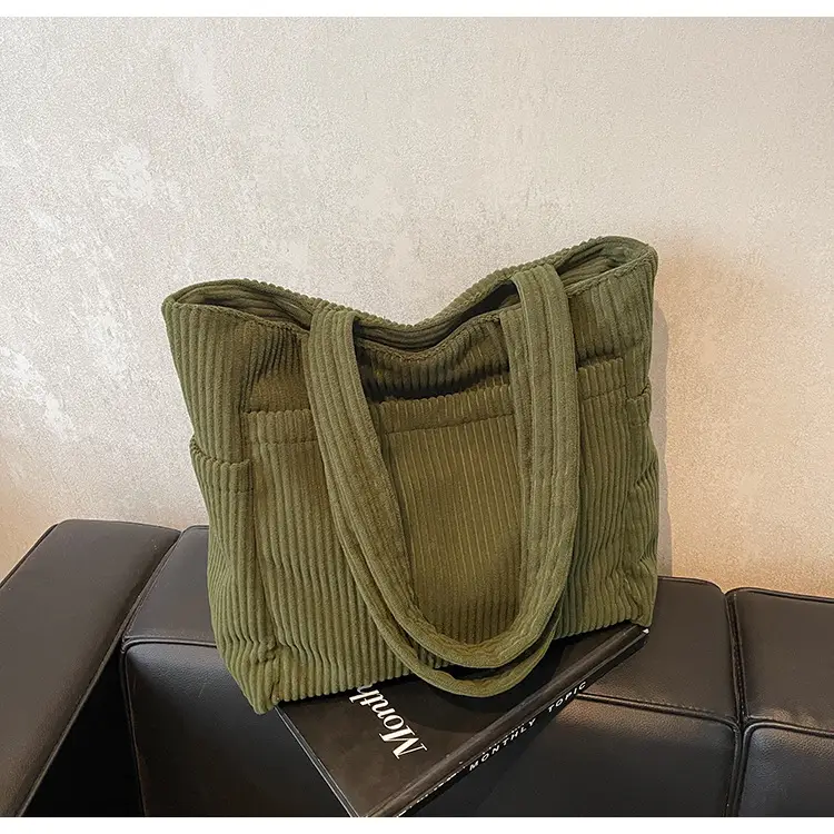 Brown Velvet Large Capacity Shoulder Bag — feature 15