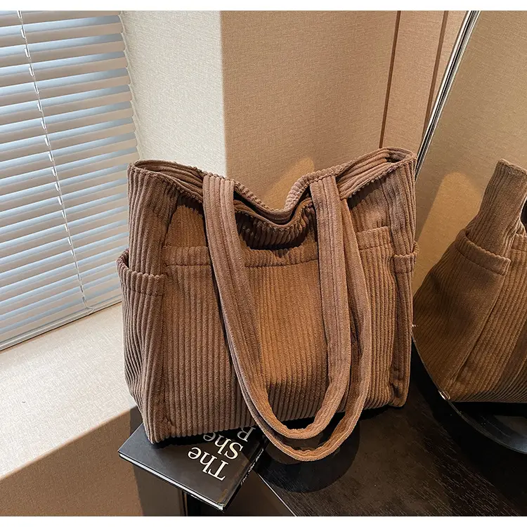 Brown Velvet Large Capacity Shoulder Bag — feature 16