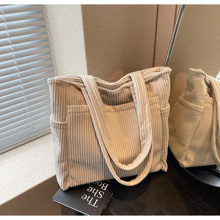 Brown Velvet Large Capacity Shoulder Bag — feature 17