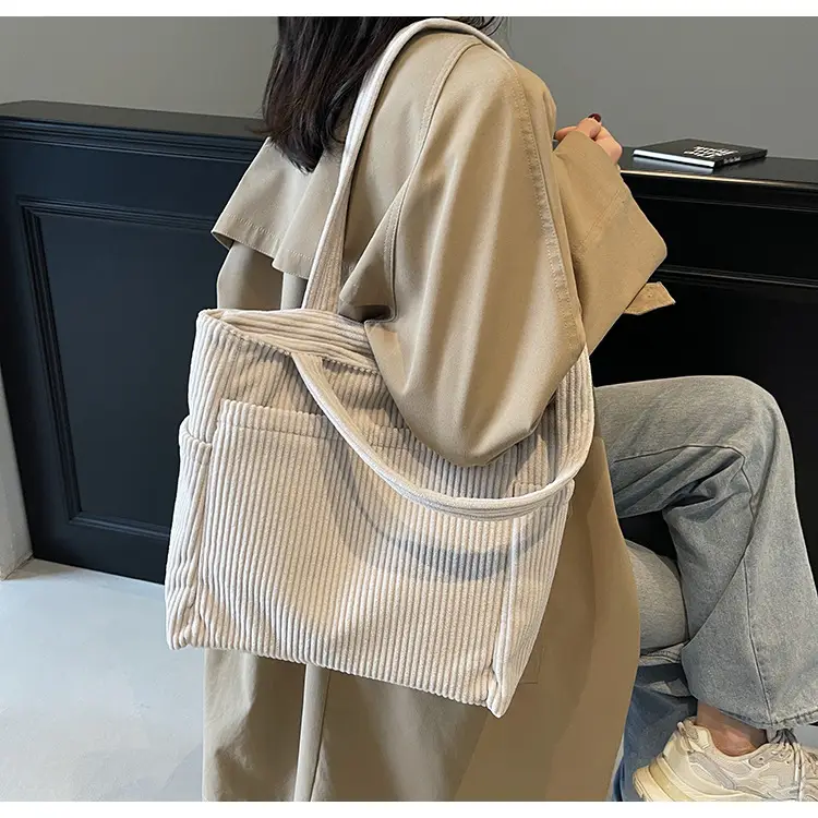 Brown Velvet Large Capacity Shoulder Bag — feature 19