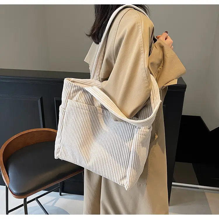 Brown Velvet Large Capacity Shoulder Bag — feature 21