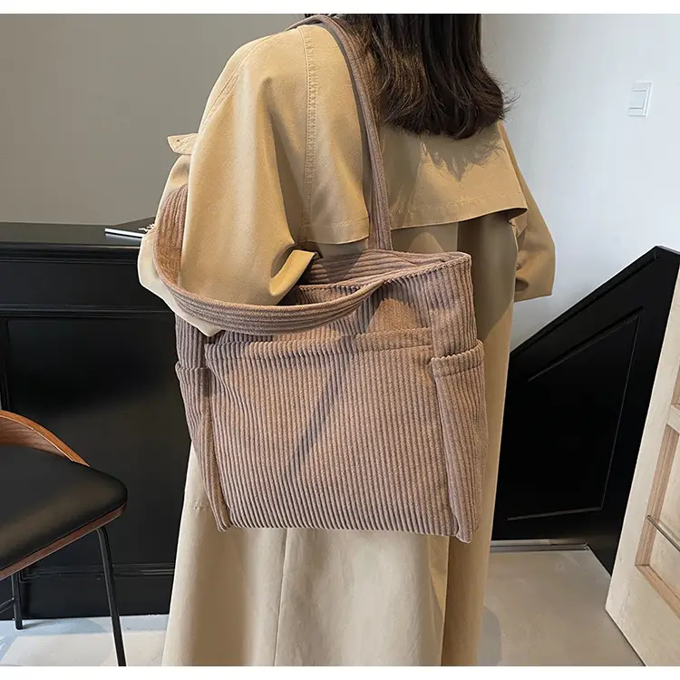 Brown Velvet Large Capacity Shoulder Bag — feature 23