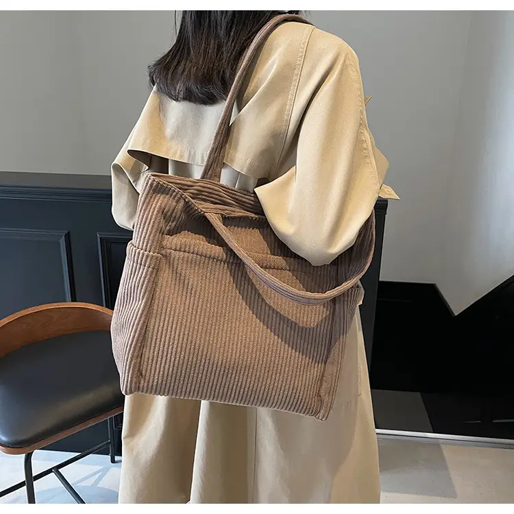 Brown Velvet Large Capacity Shoulder Bag — feature 25
