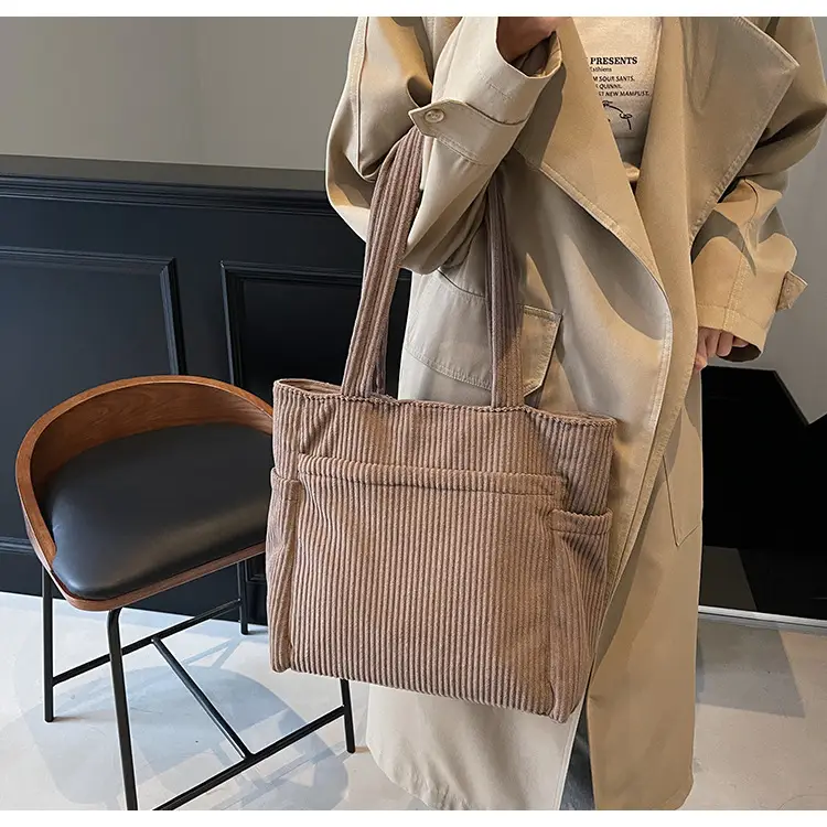 Brown Velvet Large Capacity Shoulder Bag — feature 26