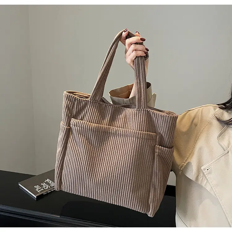 Brown Velvet Large Capacity Shoulder Bag — feature 27