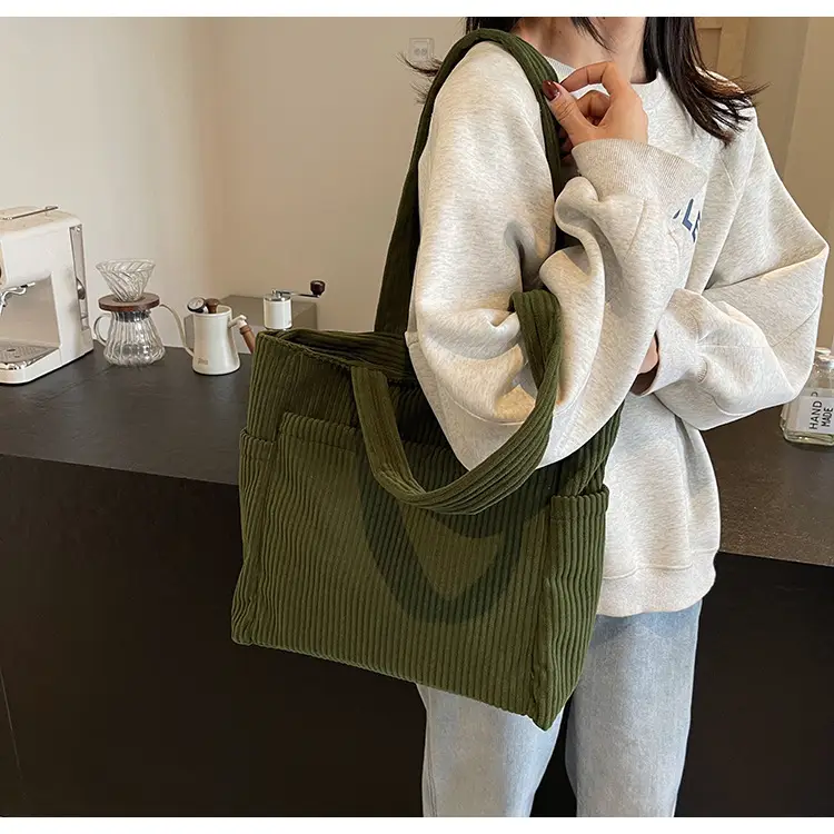 Brown Velvet Large Capacity Shoulder Bag — feature 30