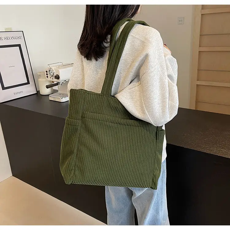 Brown Velvet Large Capacity Shoulder Bag — feature 31
