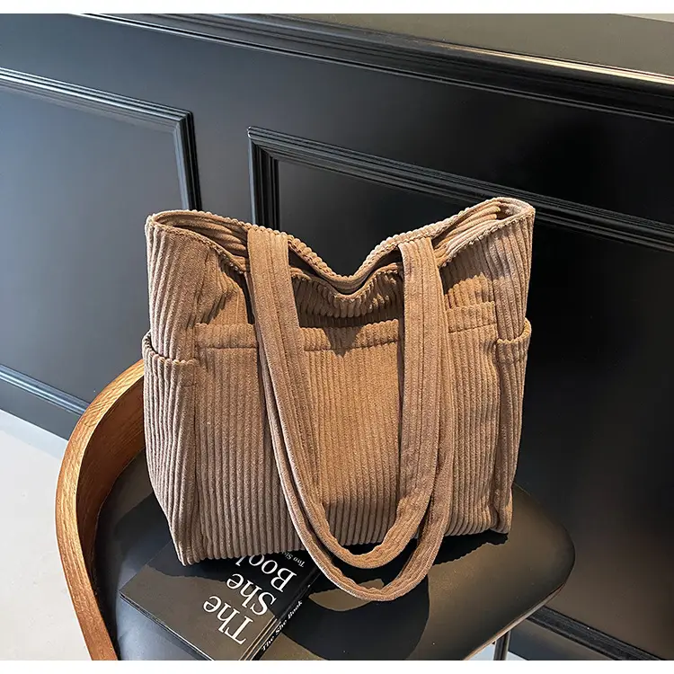 Brown Velvet Large Capacity Shoulder Bag — feature 34