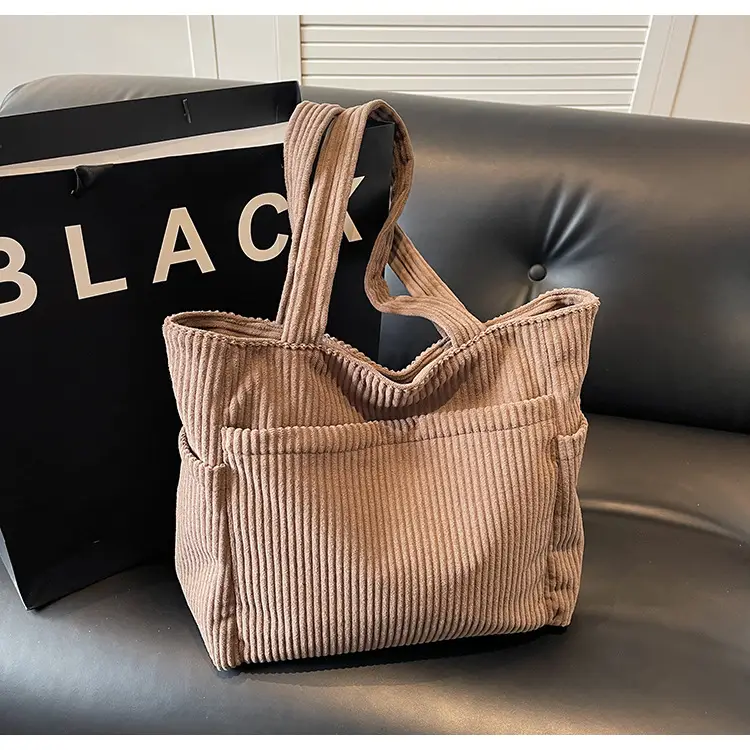 Brown Velvet Large Capacity Shoulder Bag — feature 36