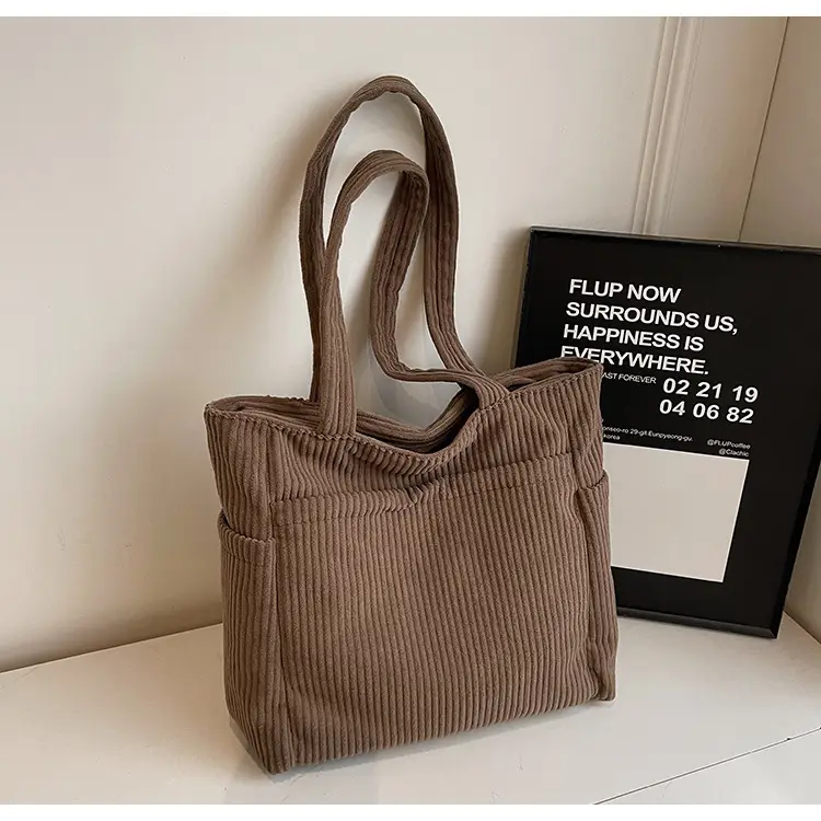 Brown Velvet Large Capacity Shoulder Bag — feature 37