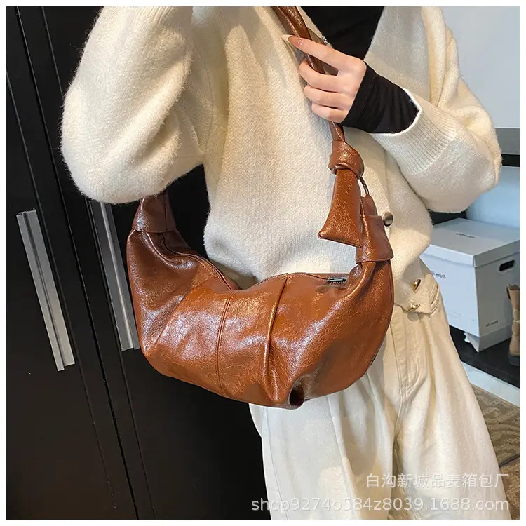 2026 Korean Style Vintage Brown Pleated Shoulder Bag — feature 14
