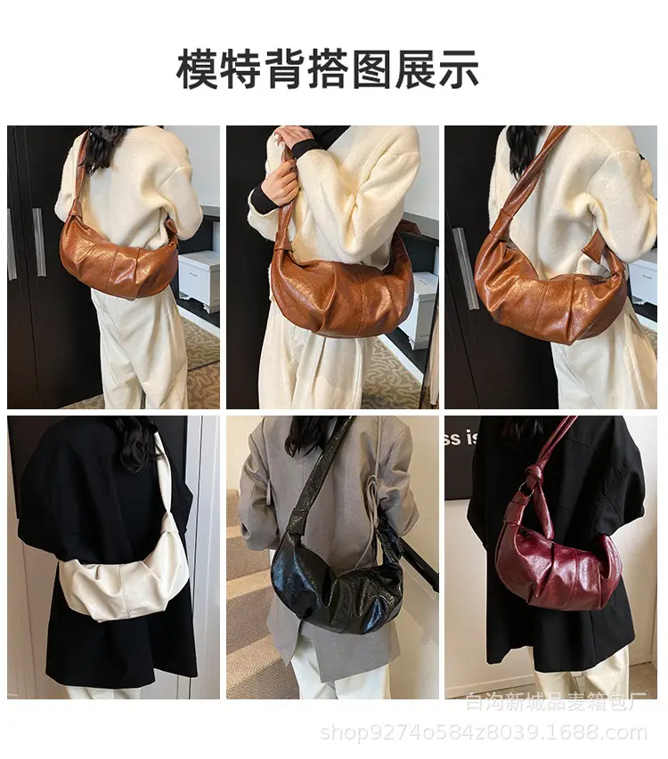 2026 Korean Style Vintage Brown Pleated Shoulder Bag — feature 2