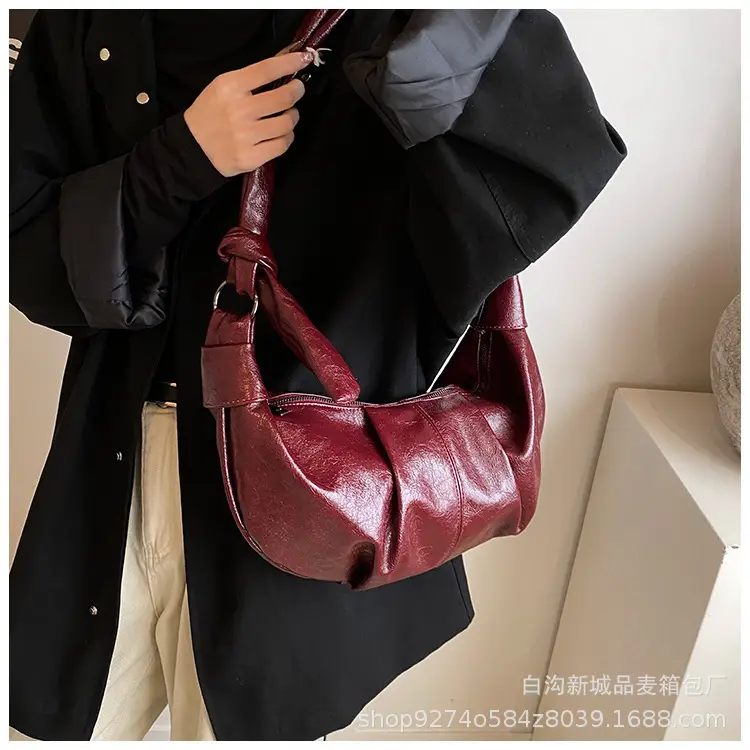 2026 Korean Style Vintage Brown Pleated Shoulder Bag — feature 24