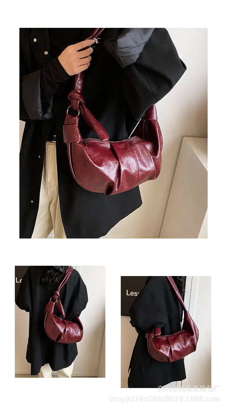 2026 Korean Style Vintage Brown Pleated Shoulder Bag — feature 3
