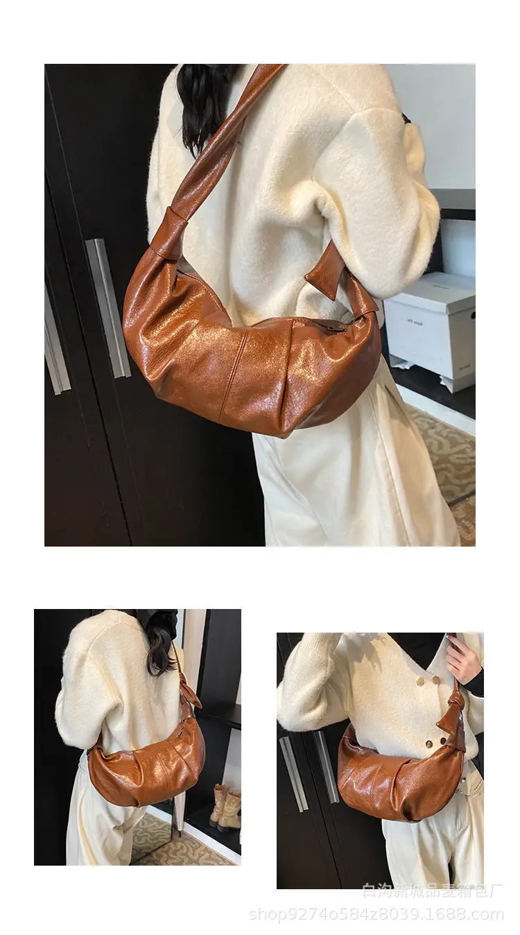2026 Korean Style Vintage Brown Pleated Shoulder Bag — feature 6