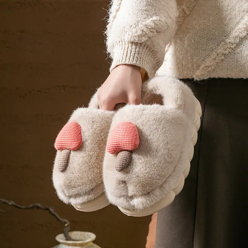 Cixi Cotton Slippers with Thick Bottom for Women Home Spring and Autumn and Winter Indoor Warm Non-slip Home Winter Plush Men