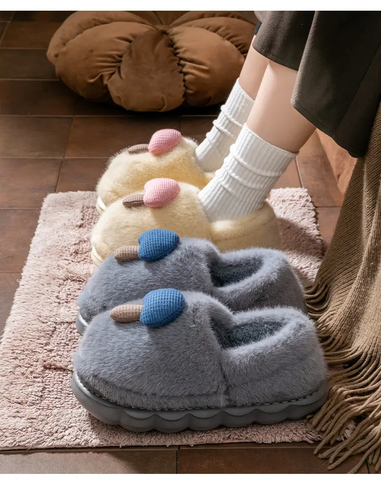 Cixi Cotton Slippers with Thick Bottom for Women Home Spring and Autumn and Winter Indoor Warm Non-slip Home Winter Plush Men — feature 17