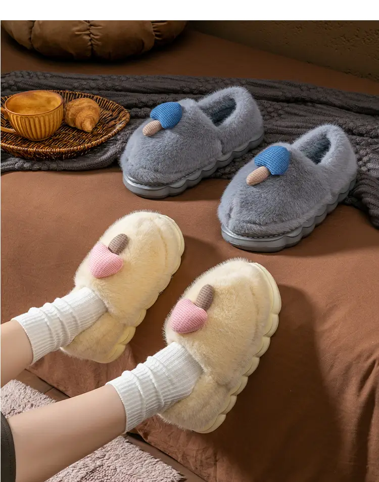 Cixi Cotton Slippers with Thick Bottom for Women Home Spring and Autumn and Winter Indoor Warm Non-slip Home Winter Plush Men — feature 19
