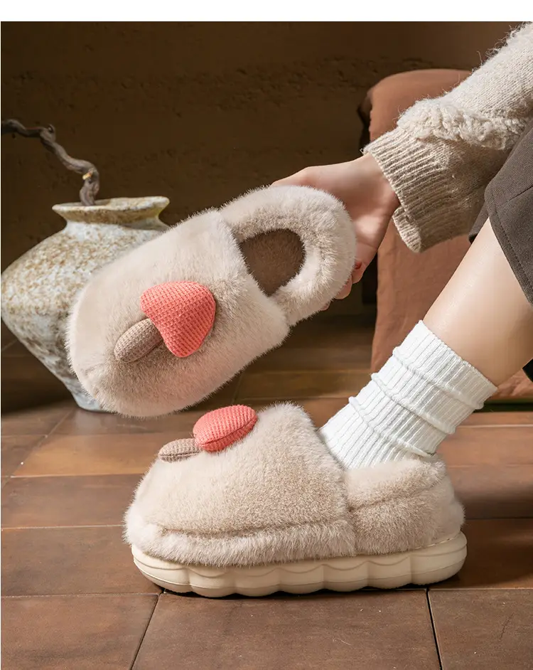 Cixi Cotton Slippers with Thick Bottom for Women Home Spring and Autumn and Winter Indoor Warm Non-slip Home Winter Plush Men — feature 21