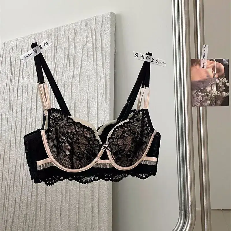 French Style Lace Bra Black Small Bust