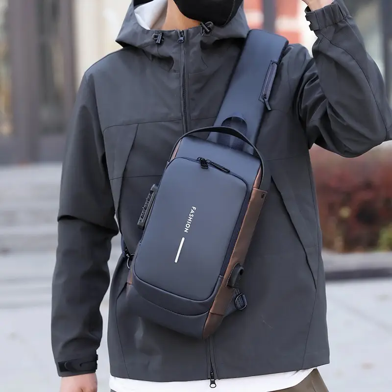Men's Large Weight Anti-Theft Crossbody Bag Black - Image 6