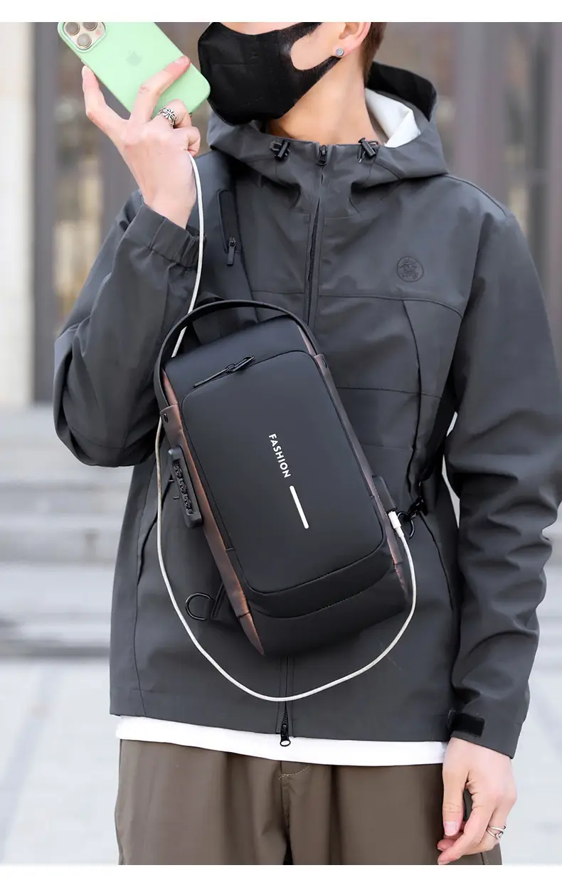 Men's Large Weight Anti-Theft Crossbody Bag Black — feature 34