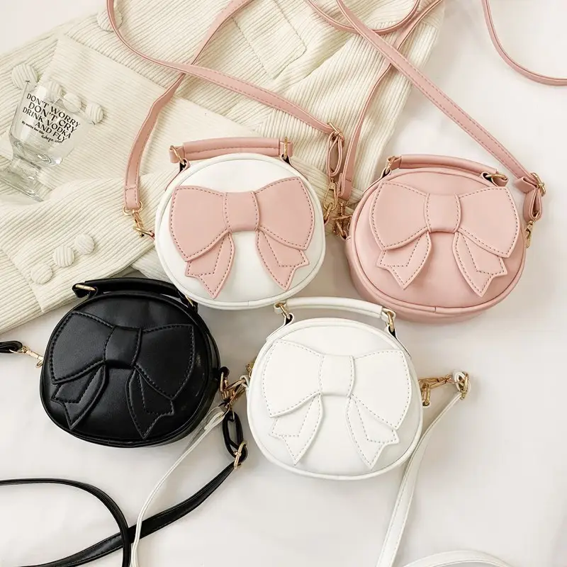 2024 Women's Cute Bow Shoulder Bags Black White Pink - Image 6