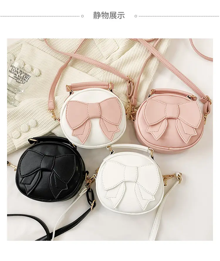 2024 Women's Cute Bow Shoulder Bags Black White Pink — feature 2