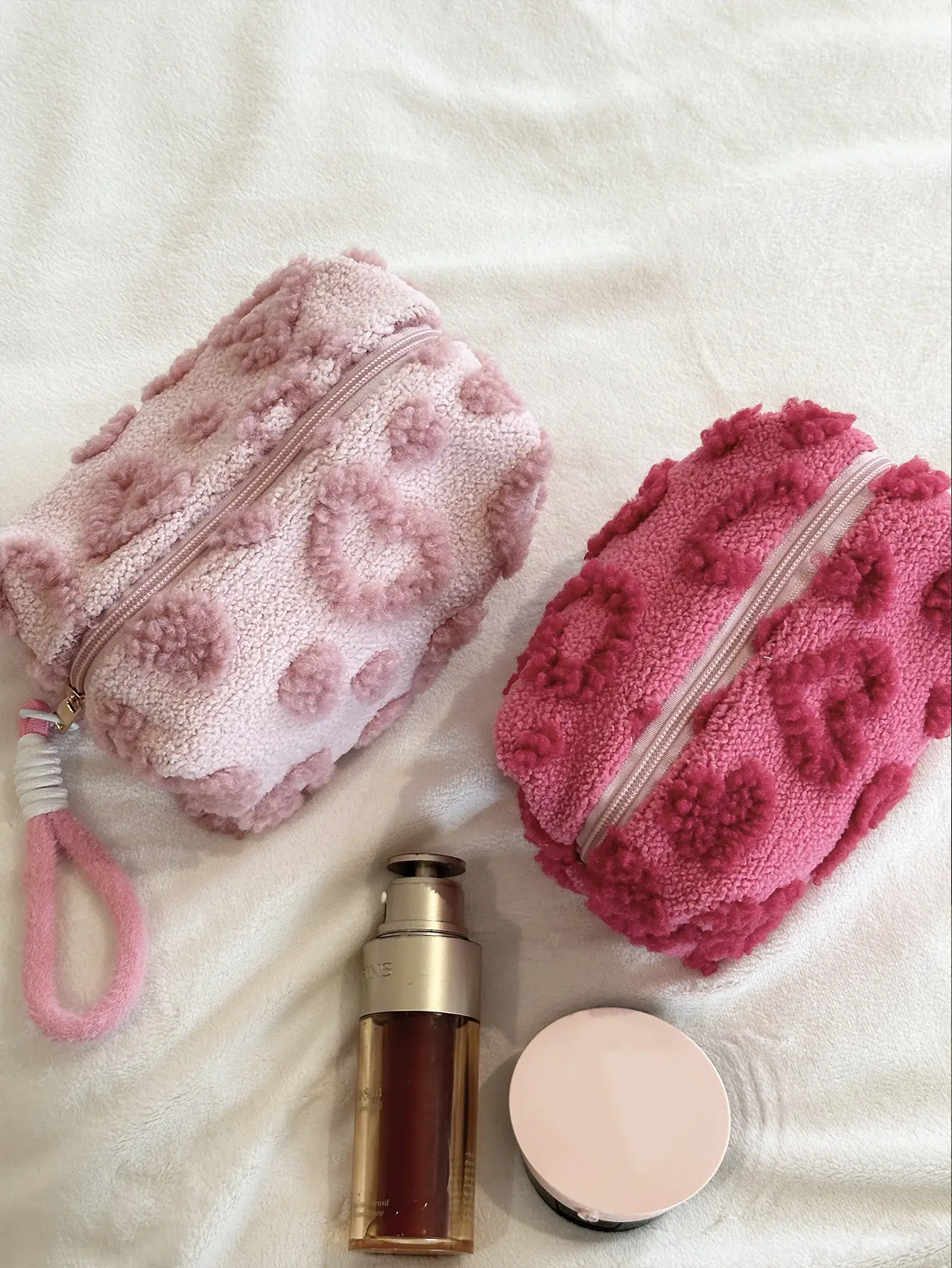 Pink Plush Cosmetic Storage Bag Travel Wash