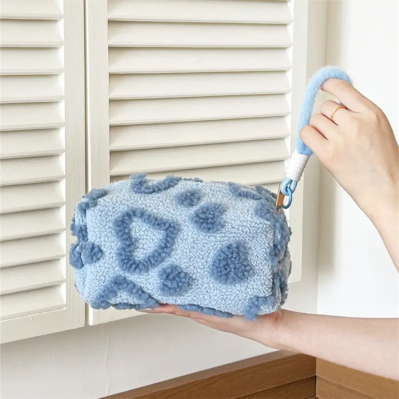 Pink Plush Cosmetic Storage Bag Travel Wash