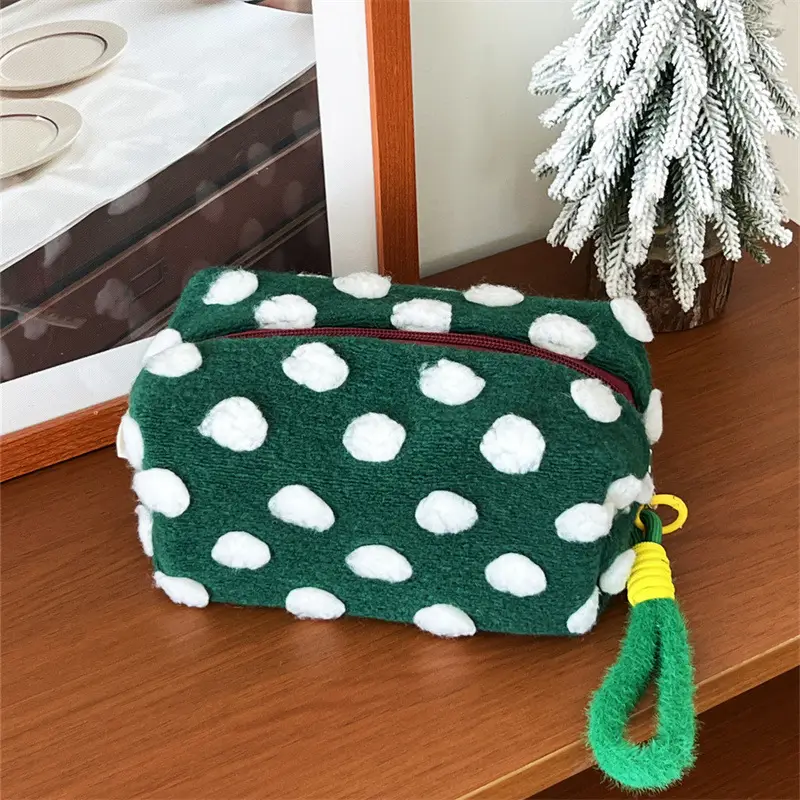 Pink Plush Cosmetic Storage Bag Travel Wash