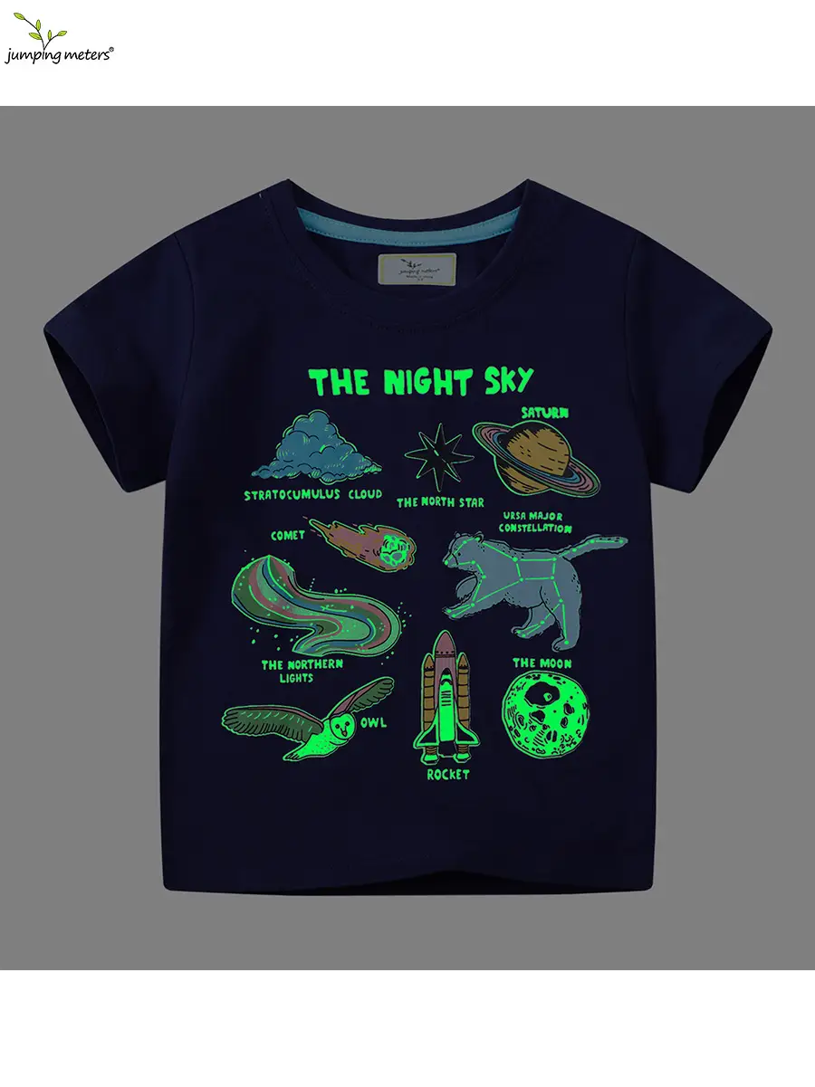 Girls Night Sky T-Shirt Short Sleeve Cotton Dark Blue