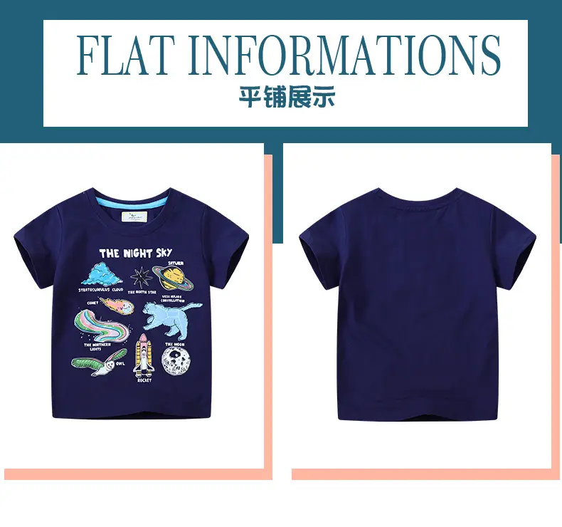 Girls Night Sky T-Shirt Short Sleeve Cotton Dark Blue — feature 4