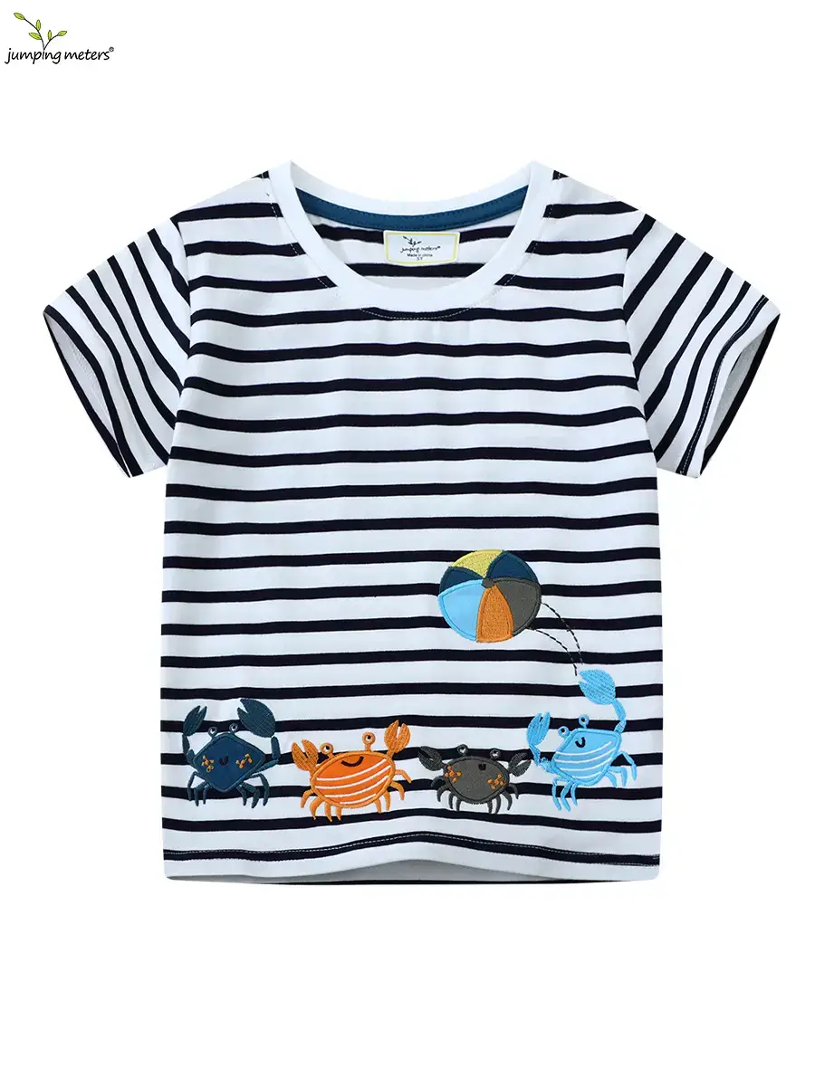 Boys Striped T-Shirt Baby Embroidered Cotton Summer 25 - Image 2