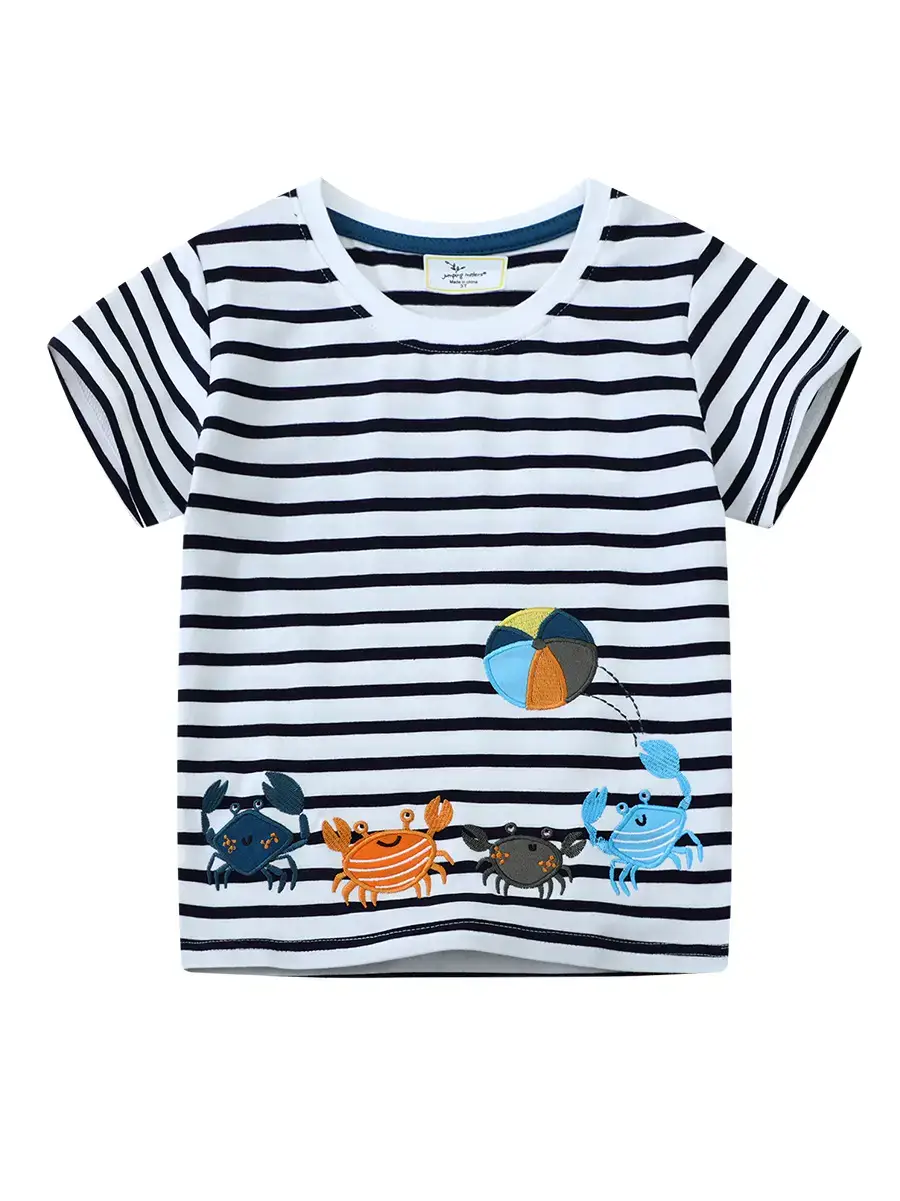 Boys Striped T-Shirt Baby Embroidered Cotton Summer 25 - Image 6