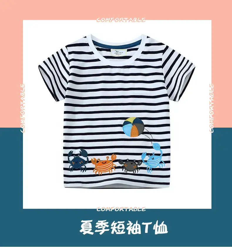 Boys Striped T-Shirt Baby Embroidered Cotton Summer 25 — feature 2