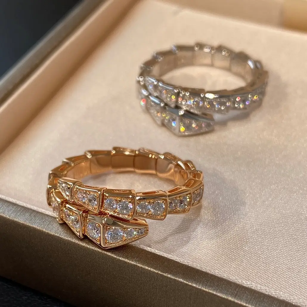 Gold Electroplated Full Diamond Snake Bone Ring for Women - Image 10