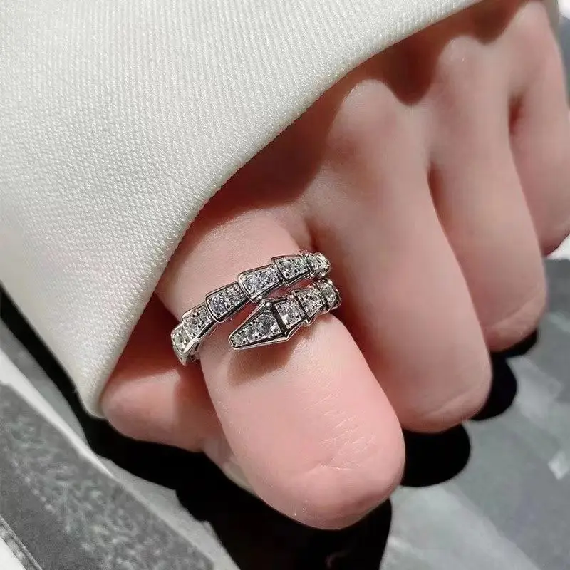 Gold Electroplated Full Diamond Snake Bone Ring for Women - Image 2