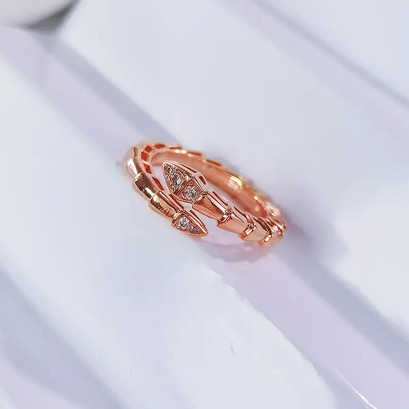 Gold Electroplated Full Diamond Snake Bone Ring for Women - Image 3