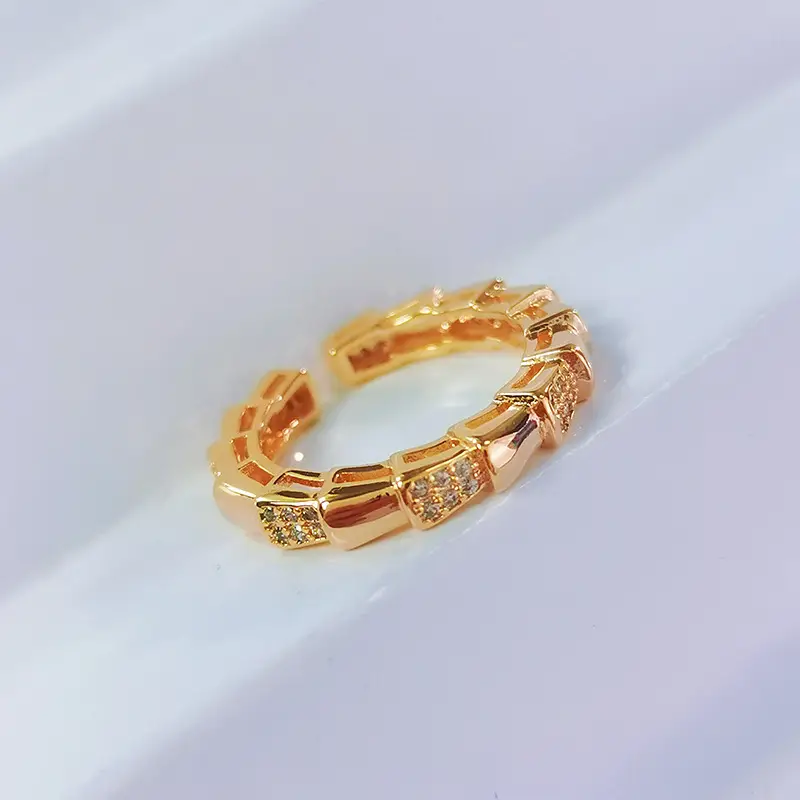 Gold Electroplated Full Diamond Snake Bone Ring for Women - Image 8
