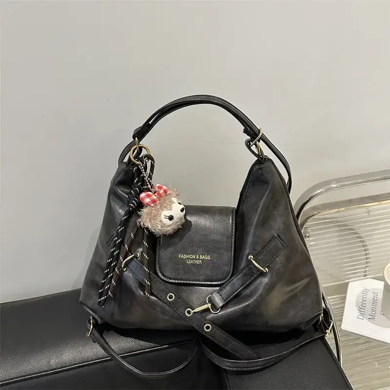 Brown Leather Women's Tote Bag with Metal Buckle - Image 8